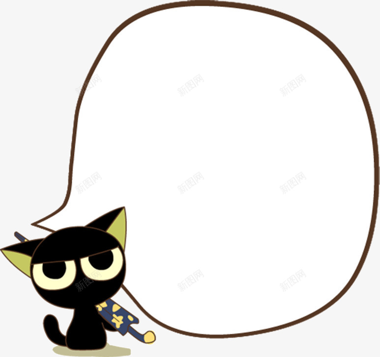 黑色小猫气泡图标png_新图网 https://ixintu.com 小猫 气泡 黑色
