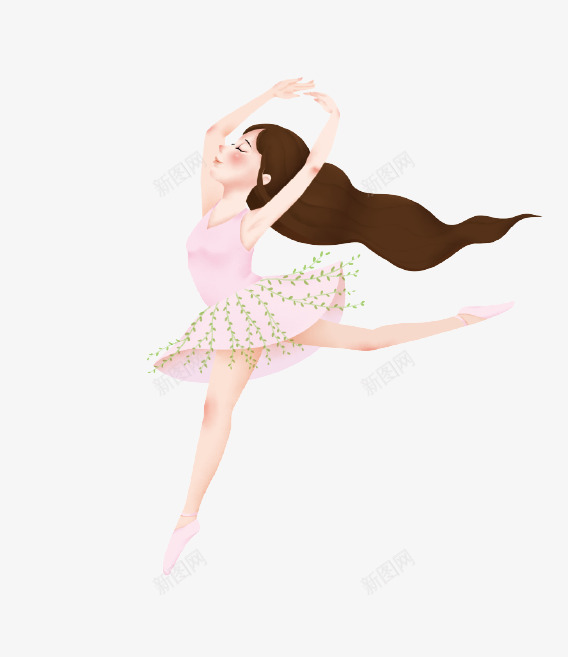 卡通手绘跳舞的少女插画png免抠素材_新图网 https://ixintu.com 卡通手绘 少女 插画 美丽 舞蹈 舞蹈跳舞培训班招生 裙子 跳舞 长发
