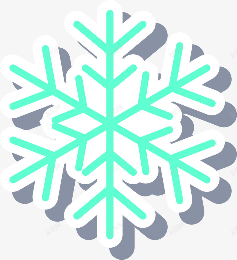 绿色冬日扁平雪花片png免抠素材_新图网 https://ixintu.com 冬天 冬季 绿色雪花 落雪 装饰图案 雪花片 飞雪