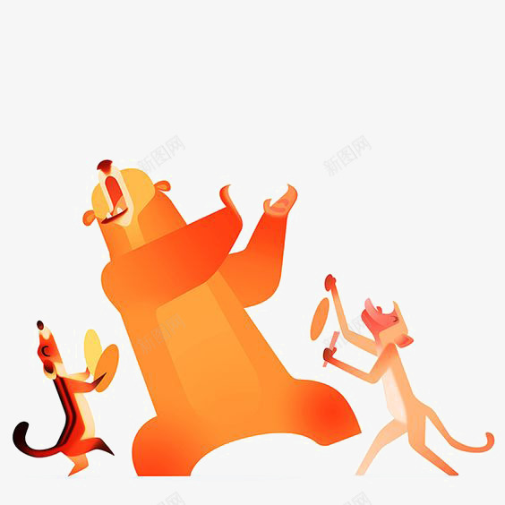 卡通动物合集png免抠素材_新图网 https://ixintu.com 卡通动物插画 手绘动物 狗熊 狸猫 猴子