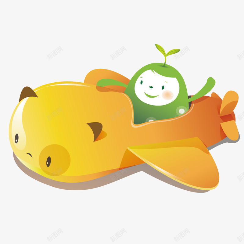 创意小猫飞机png免抠素材_新图网 https://ixintu.com 交通工具 创意 卡通 手绘 拟物化 飞机 黄色