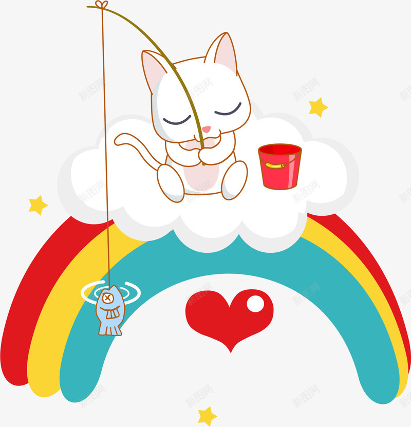 小猫钓鱼png免抠素材_新图网 https://ixintu.com EPS 云朵 卖萌小猫 卡通 卡通插画 卡通猫 卡通鱼 可爱的小猫钓鱼 小猫 小猫爱鱼 小猫钓鱼 彩虹 星星 本子封面 本子封面图片 海报 海报素材 爱心 矢量单个 矢量单个素材 钓鱼 钓鱼邮件