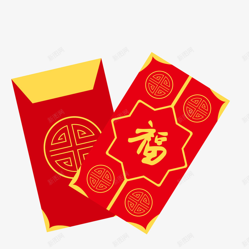卡通福字新年红包png免抠素材_新图网 https://ixintu.com 卡通红包 新年红包 春节红包 福字 红色红包