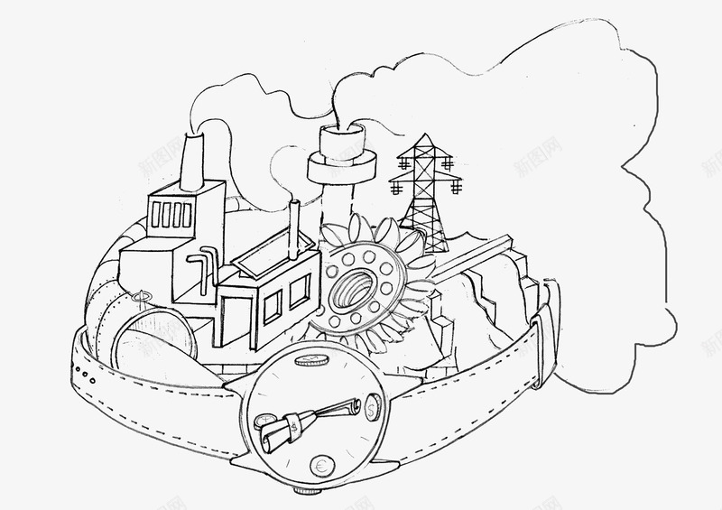 墨水画蒸汽船png免抠素材_新图网 https://ixintu.com 海上的船 蒸汽船 行驶的船