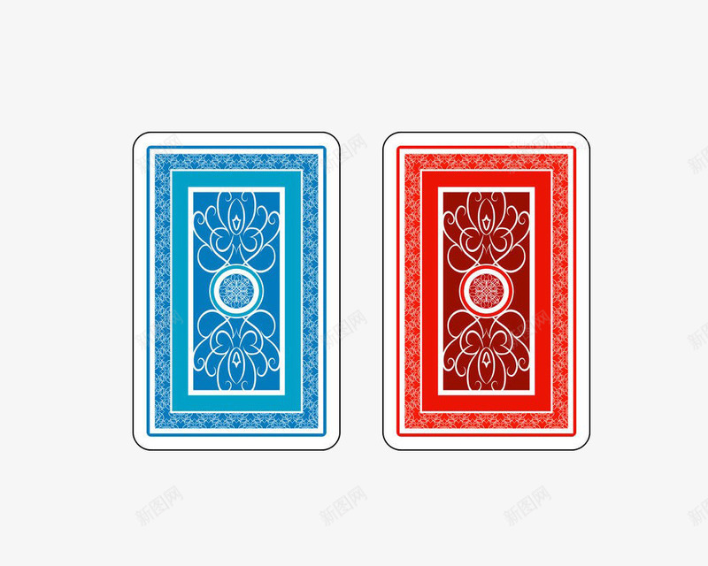 蓝色和红色纸牌插画png免抠素材_新图网 https://ixintu.com 扑克大小王 扑克牌插画 扑克牌背面 扑克牌花纹 扑克背面 插画 方片牌 游戏 纸牌 纸牌背面 蓝色和红色纸牌插画