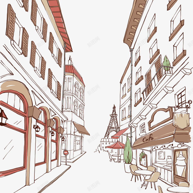 插画卡通城市街景png免抠素材_新图网 https://ixintu.com 卡通城市街景 小清新 小清新日系插画 建筑插画 插画人物 文艺 日系插画 花卉