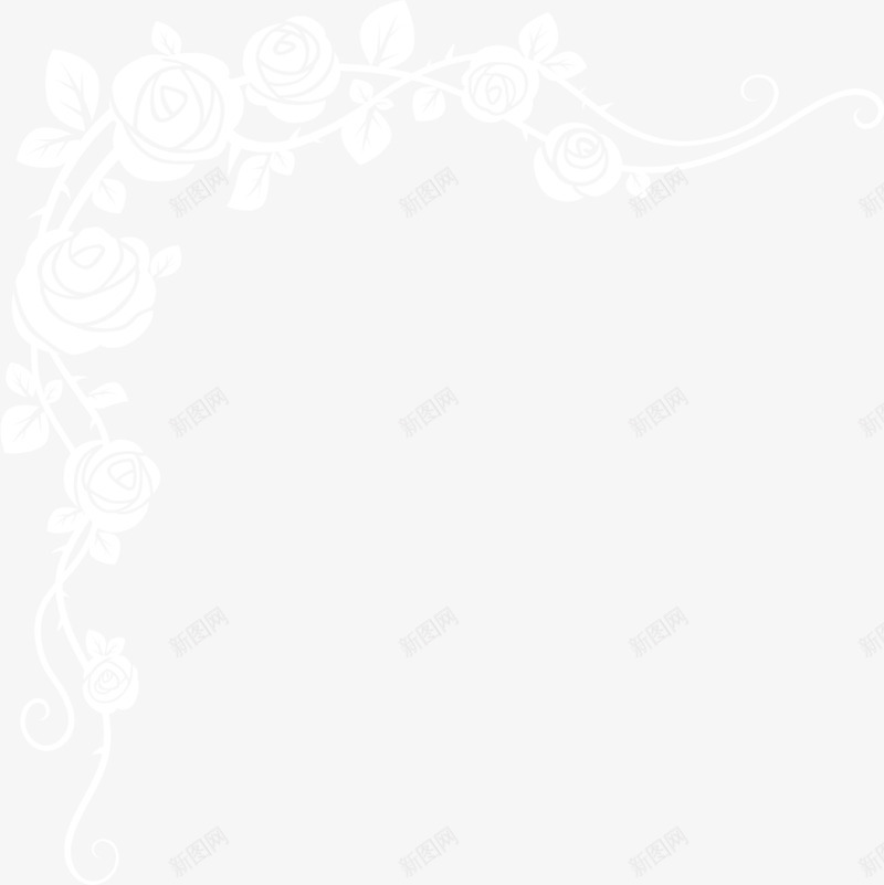 白色情人节玫瑰花框架png免抠素材_新图网 https://ixintu.com 婚庆 婚礼 情人节 浪漫 爱情 玫瑰花边框 白色框架 结婚