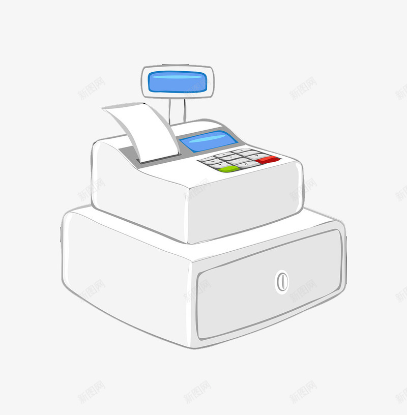 卡通超市收银机png免抠素材_新图网 https://ixintu.com 卡通 小票 收银机 收银柜 白色 超市