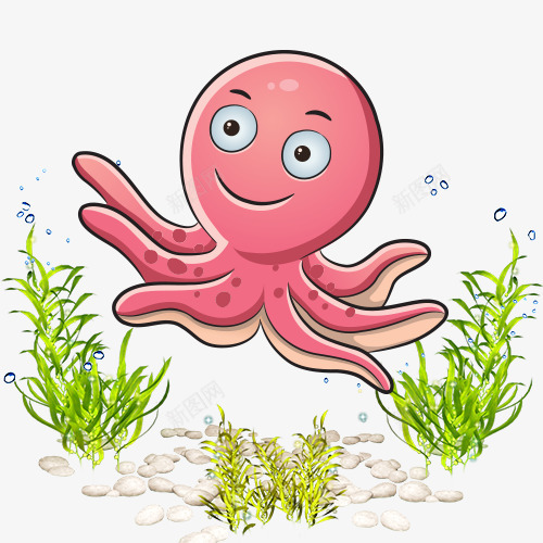 章鱼卡通海洋生物海洋世界png免抠素材_新图网 https://ixintu.com 卡通 卡通素材 可爱 手绘画 插画设计 气泡 海洋世界 海洋动物 海洋生物 海洋背景 海洋馆 海草 海葵图片 章鱼