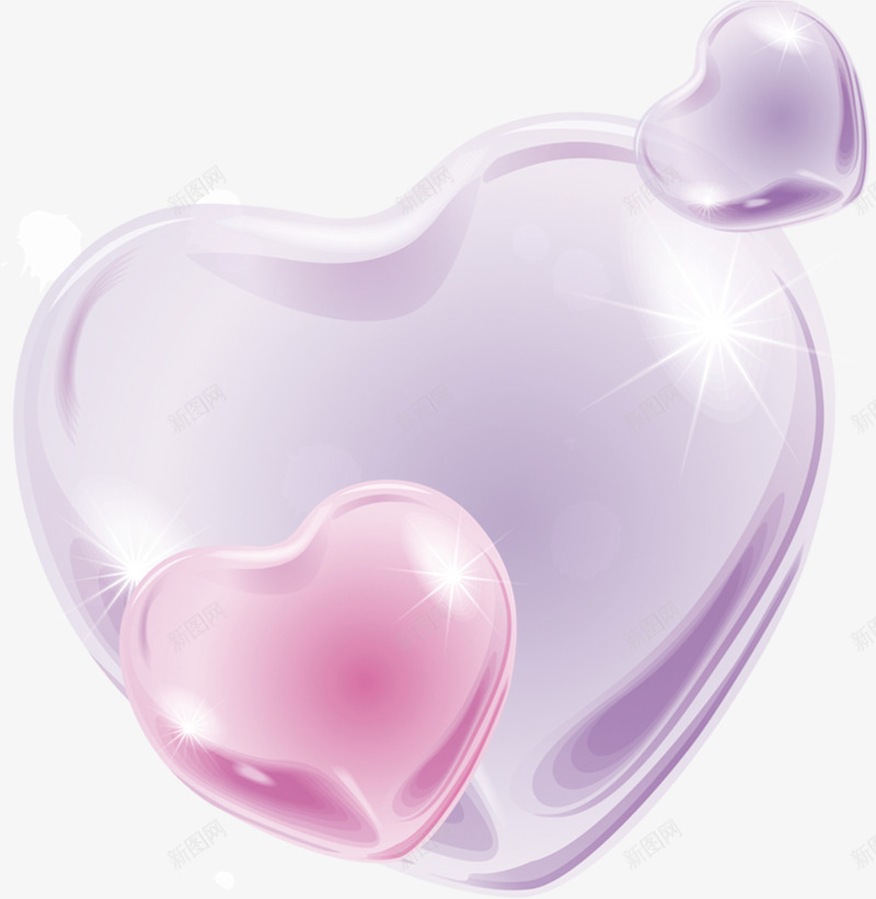 紫色情人节立体爱心png免抠素材_新图网 https://ixintu.com 婚庆 婚礼 心形 浪漫 爱情 立体爱心 闪耀心形