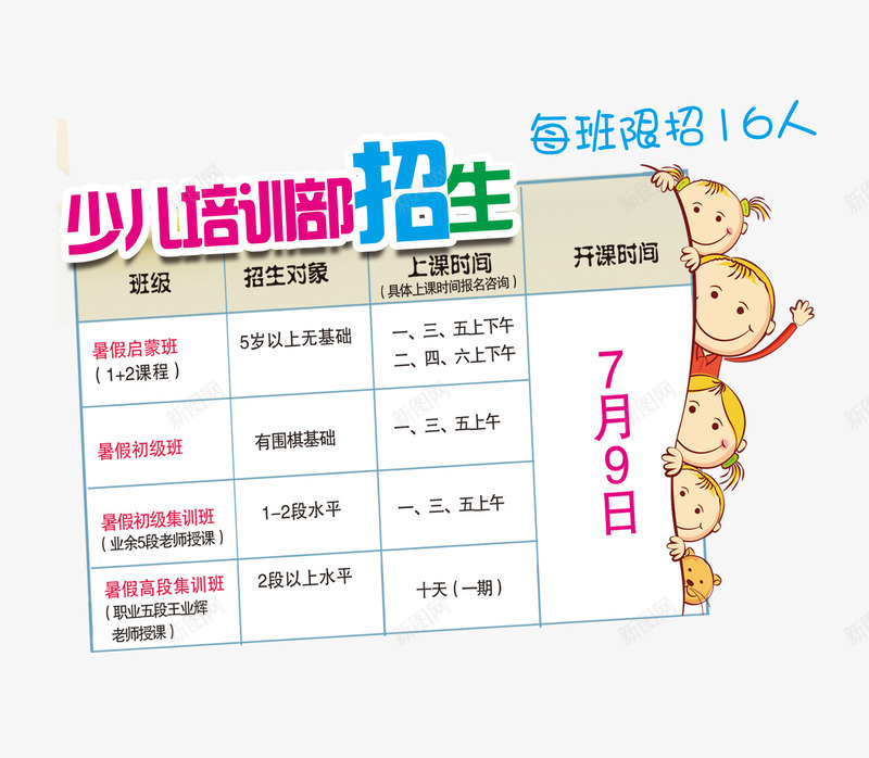 少儿培训部招生png免抠素材_新图网 https://ixintu.com 儿童 儿童表格 培训班素材 少儿培训部招生 表格