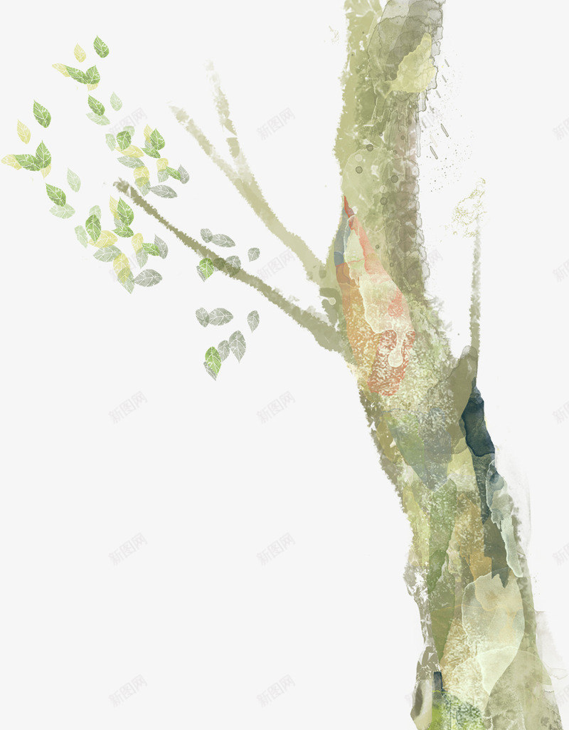 水彩树枝插画景观png免抠素材_新图网 https://ixintu.com 插画 景观 树枝 水彩