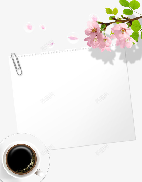 鲜花花瓣促销海报png免抠素材_新图网 https://ixintu.com 创意促销海报 创意海报 唯美 宣传海报 小别针 手绘海报 曲别针 清新海报 绿叶 花枝 花瓣 韩式插画