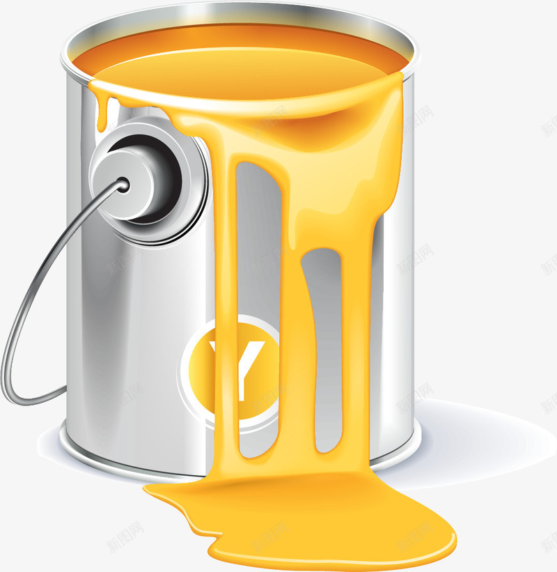 手绘油漆桶png免抠素材_新图网 https://ixintu.com 手绘 油漆桶 黄色