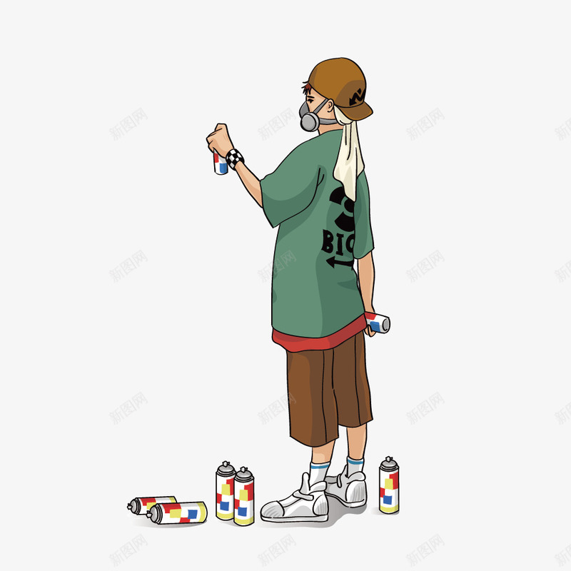 带面罩喷涂少年矢量图ai免抠素材_新图网 https://ixintu.com 喷绘 广告 时尚 服装 矢量图