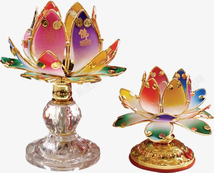 莲花状灯台png免抠素材_新图网 https://ixintu.com 彩色 琉璃 莲花状 金属