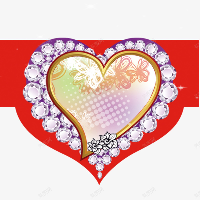钻石爱心psd免抠素材_新图网 https://ixintu.com 214情人节 卡片 爱情 红色 节日