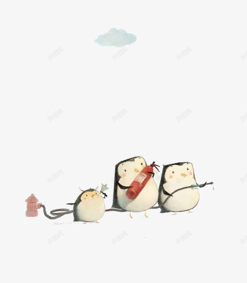 消防小企鹅png免抠素材_新图网 https://ixintu.com 儿童插画 卡通 可爱 小企鹅 插画 消防员 童话插画 萌