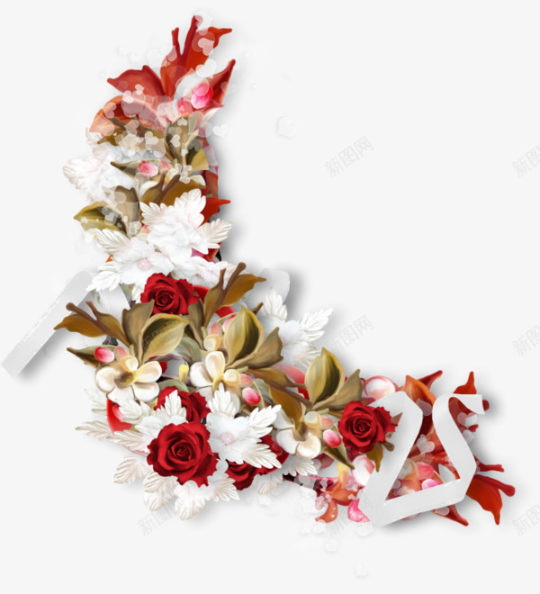 红色情人节玫瑰花边框png免抠素材_新图网 https://ixintu.com 情人节 玫瑰花 花边 边框