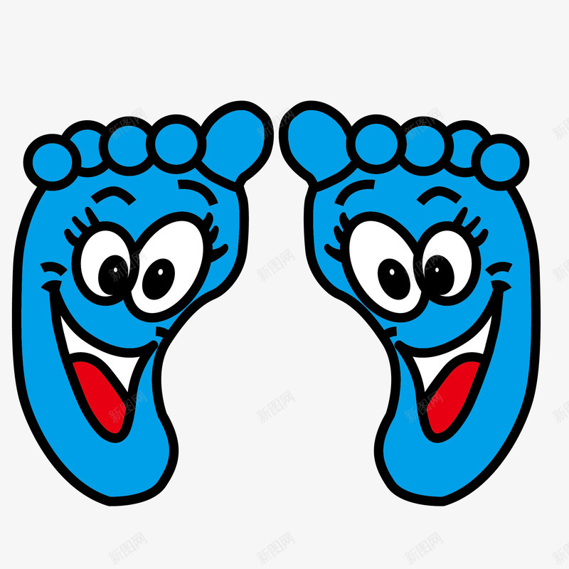 可爱卡通笑脸双脚png免抠素材_新图网 https://ixintu.com 卡通笑脸双脚 可爱卡通笑脸双脚矢量 左右脚 蓝色卡通双脚 蓝色卡通双脚免费png下载