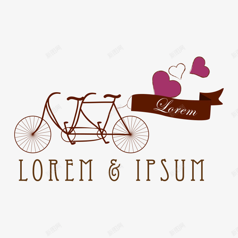 七夕情人节棕色自行车png免抠素材_新图网 https://ixintu.com 情人 棕色 自行车