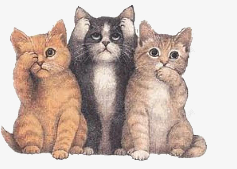 三只小猫png免抠素材_新图网 https://ixintu.com 创意 卡通 小猫 手绘