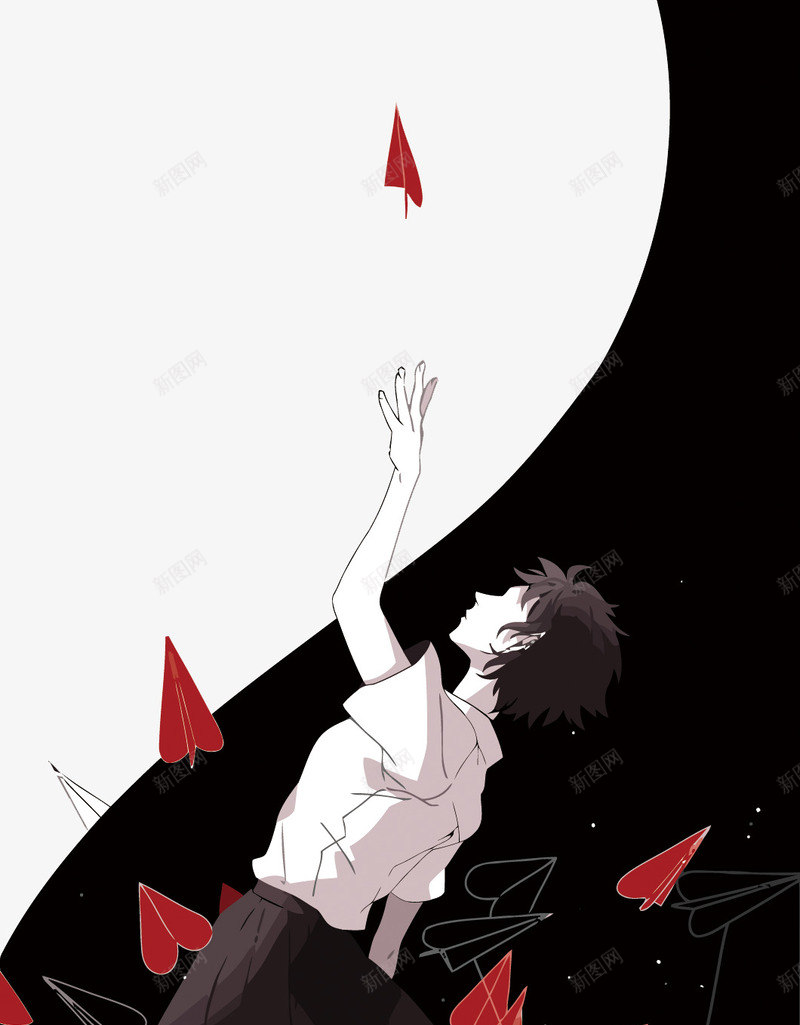 少女与纸飞机png免抠素材_新图网 https://ixintu.com 卡通 少女 手绘 手绘少女 插画 日式插画 纸飞机