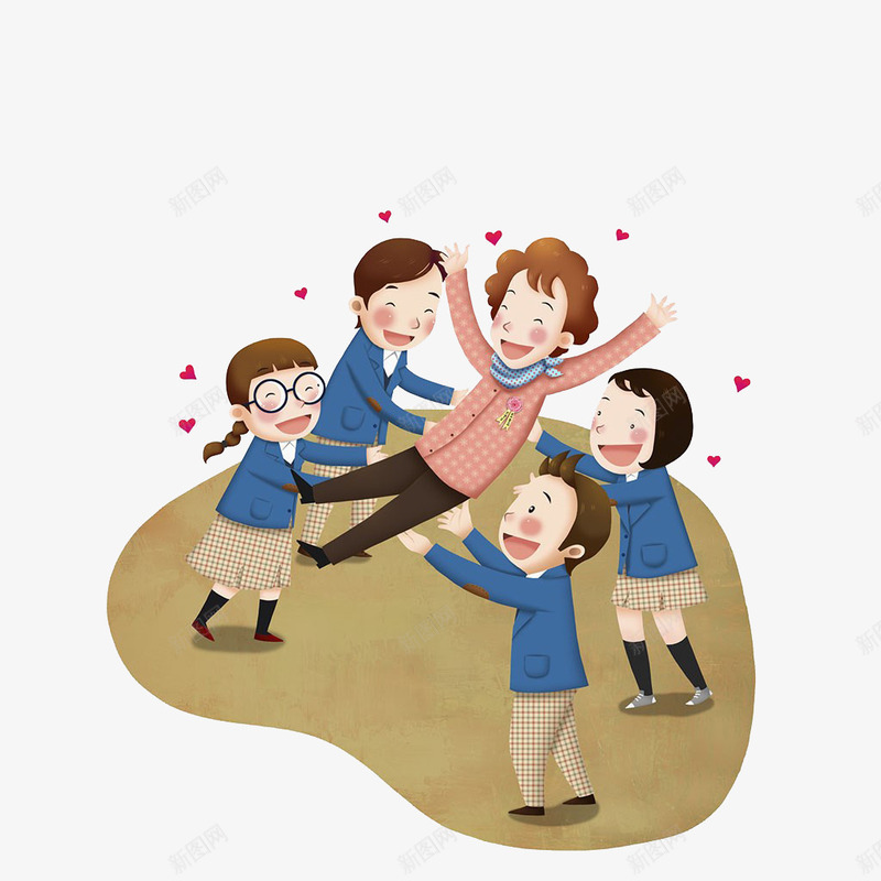 教师和学生欢呼插画png免抠素材_新图网 https://ixintu.com 好消息 学生 愉快 教师 教师和学生欢呼插画 教师节 教育 青少年