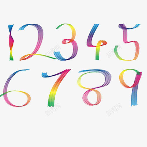 彩虹色数字键png免抠素材_新图网 https://ixintu.com 五颜六色 数字按键 数学数字 生活 阿拉伯数字