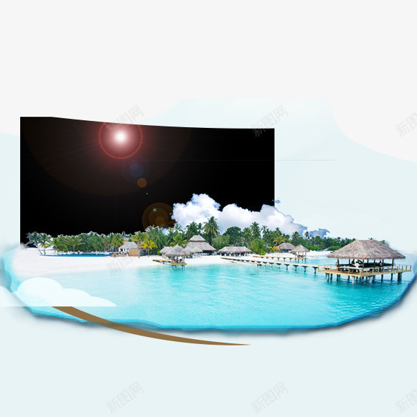 度假村png免抠素材_新图网 https://ixintu.com 光效 度假村 旅游村 海面