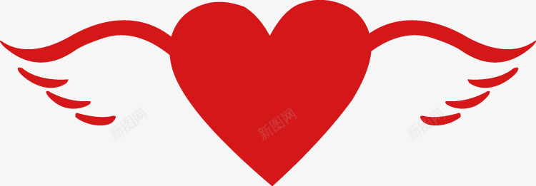红色情人节元素矢量图图标ai_新图网 https://ixintu.com 图标 情人节 爱心 红色 翅膀 矢量图