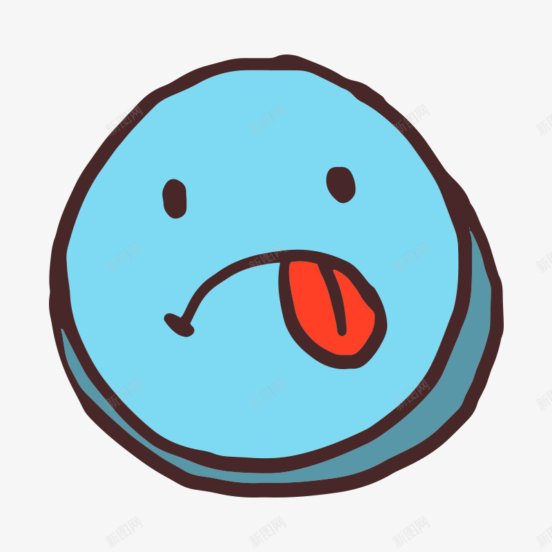 吐舌头的蓝色笑脸png免抠素材_新图网 https://ixintu.com 创意 吐舌头 水墨 笑脸 简图 蓝色的 表情