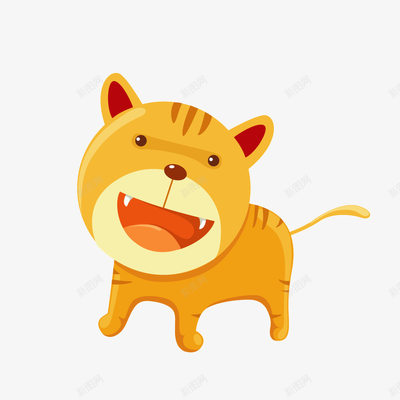 黄色卡通张嘴小猫png免抠素材_新图网 https://ixintu.com 卡通 小猫 张嘴 黄色
