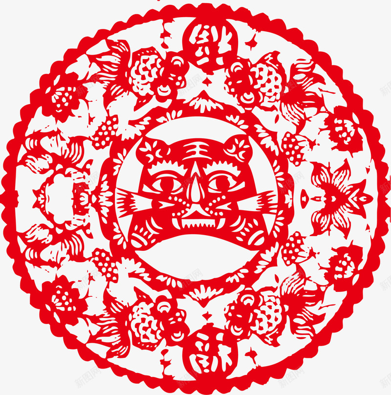 新年红色窗花剪纸png免抠素材_新图网 https://ixintu.com 中国风 新年剪纸 新春剪纸 窗花剪纸 红色福字 红色窗