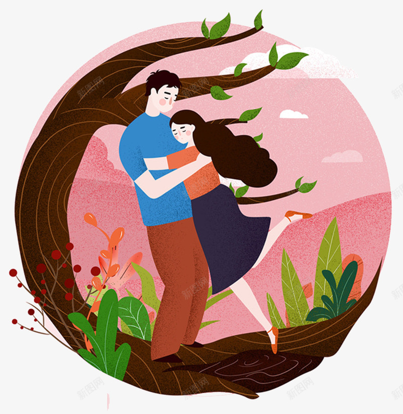2018情人节情侣小清新插画psd免抠素材_新图网 https://ixintu.com 2018情人节 快乐情人节 情人节快乐 情人节活动 情侣 惠情人节 插画 约惠情人节