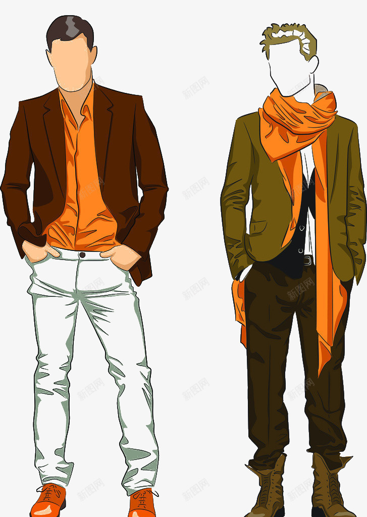 服装模特png免抠素材_新图网 https://ixintu.com 帅哥 手绘 服装模特 素描