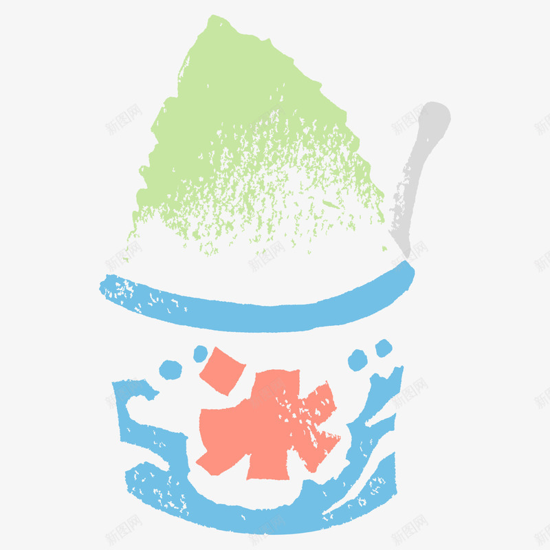抹茶味可爱日系插画png免抠素材_新图网 https://ixintu.com 刨冰 可爱 复古 小清新 手绘 手账本子装饰 抹茶味 淡绿色