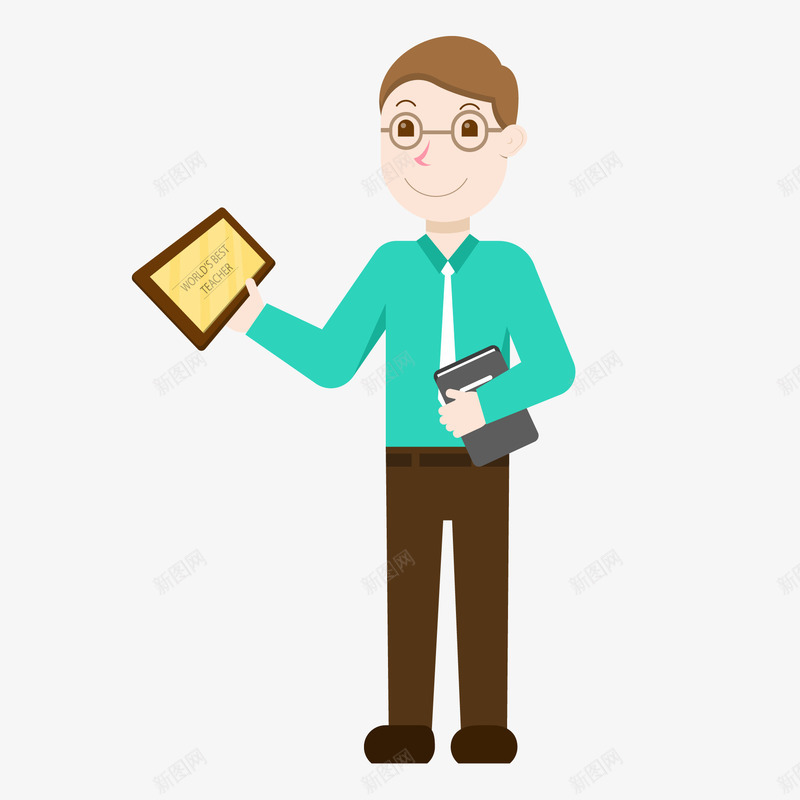 创意男教师矢量图ai免抠素材_新图网 https://ixintu.com 人物设计 卡通 学校 微笑 教师 角色设计 矢量图