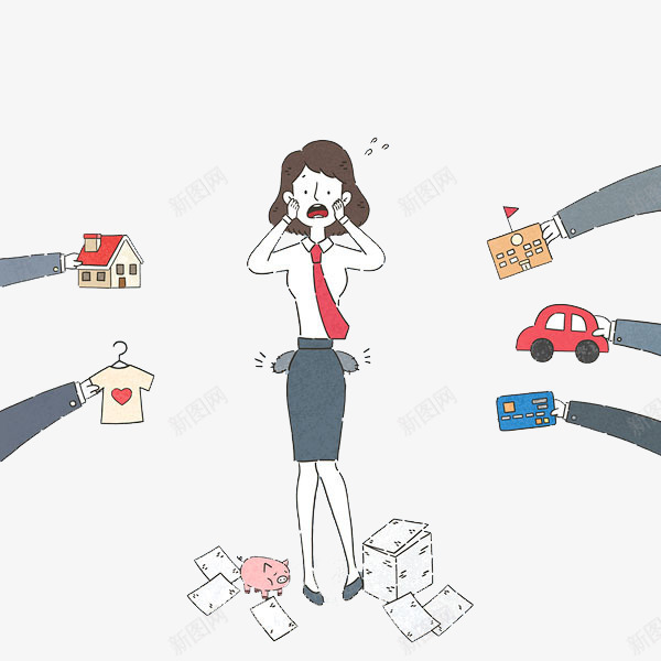 财产透支png免抠素材_新图网 https://ixintu.com 卡通手绘 服装 没钱 目瞪口呆 穷 装饰 金融理财