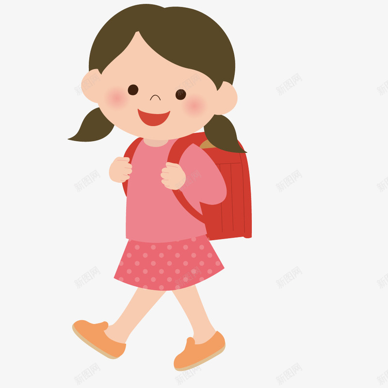 手绘卡通简约儿童画册插画小女孩png免抠素材_新图网 https://ixintu.com 儿童画册插画 卡通人物手绘 小女孩背书包 故事书插画 画册插画 简约清新人物插画