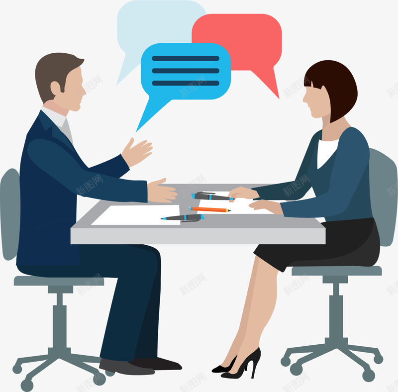 开会交谈的男女插画png免抠素材_新图网 https://ixintu.com 会议 会议室插画 坐着的男女 开会交谈 男女对话 男女插画 职场男女 讨论