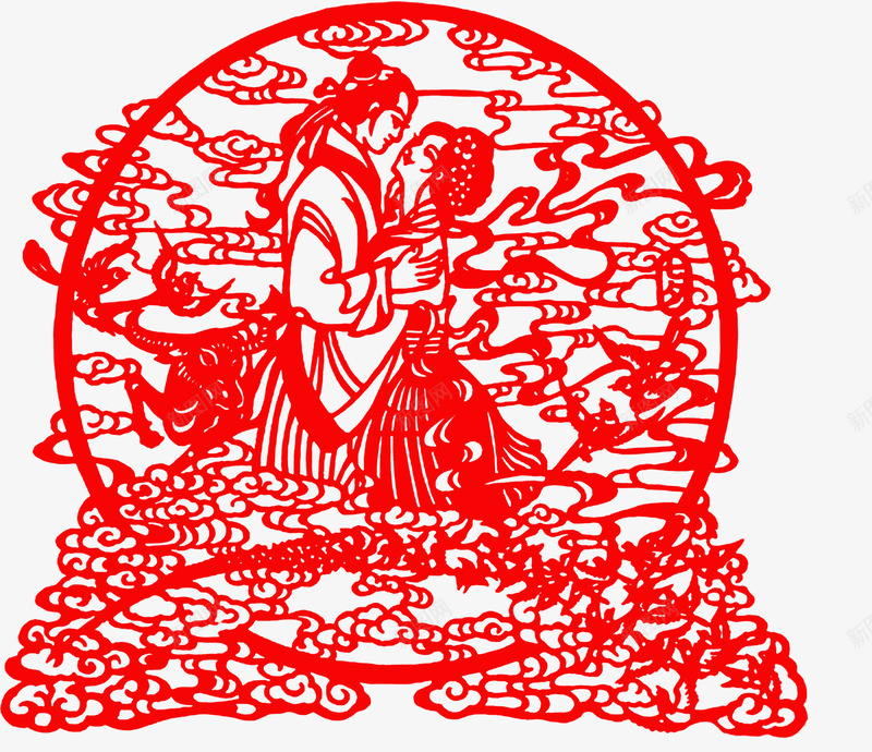 七夕情人节剪纸png免抠素材_新图网 https://ixintu.com 剪纸 情人