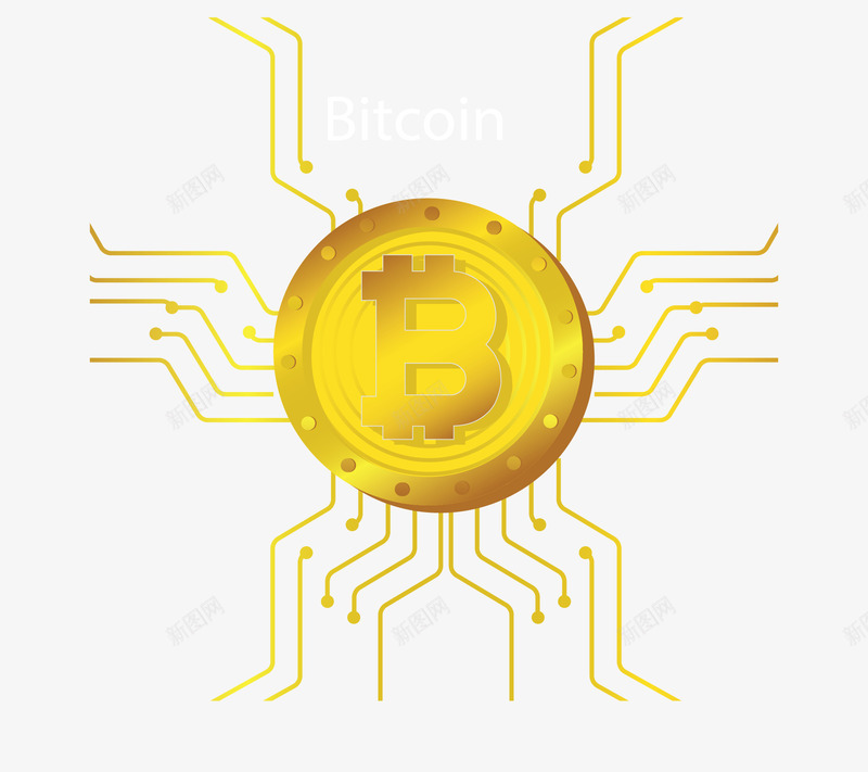 金色线路板比特币矢量图ai免抠素材_新图网 https://ixintu.com 挖币 比特币 矢量png 网络科技 金币 金色比特币 矢量图