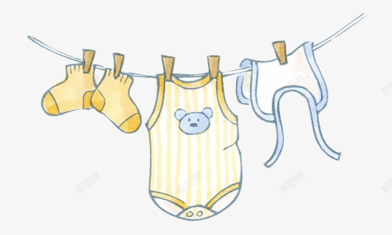 晾婴儿衣服png免抠素材_新图网 https://ixintu.com 卡通 卡通素材 可爱 娃娃 婴儿 婴儿用品 婴儿衣服 婴儿袜 手绘设计 插画 晾晒 服装 母婴 母婴用品 简笔画五官素材 简笔画衣服 衣物 袜子 设计
