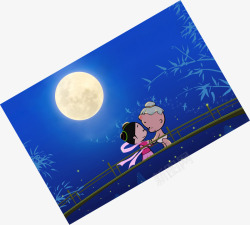 情侣元素夜月情侣卡通卡片七夕情人节高清图片