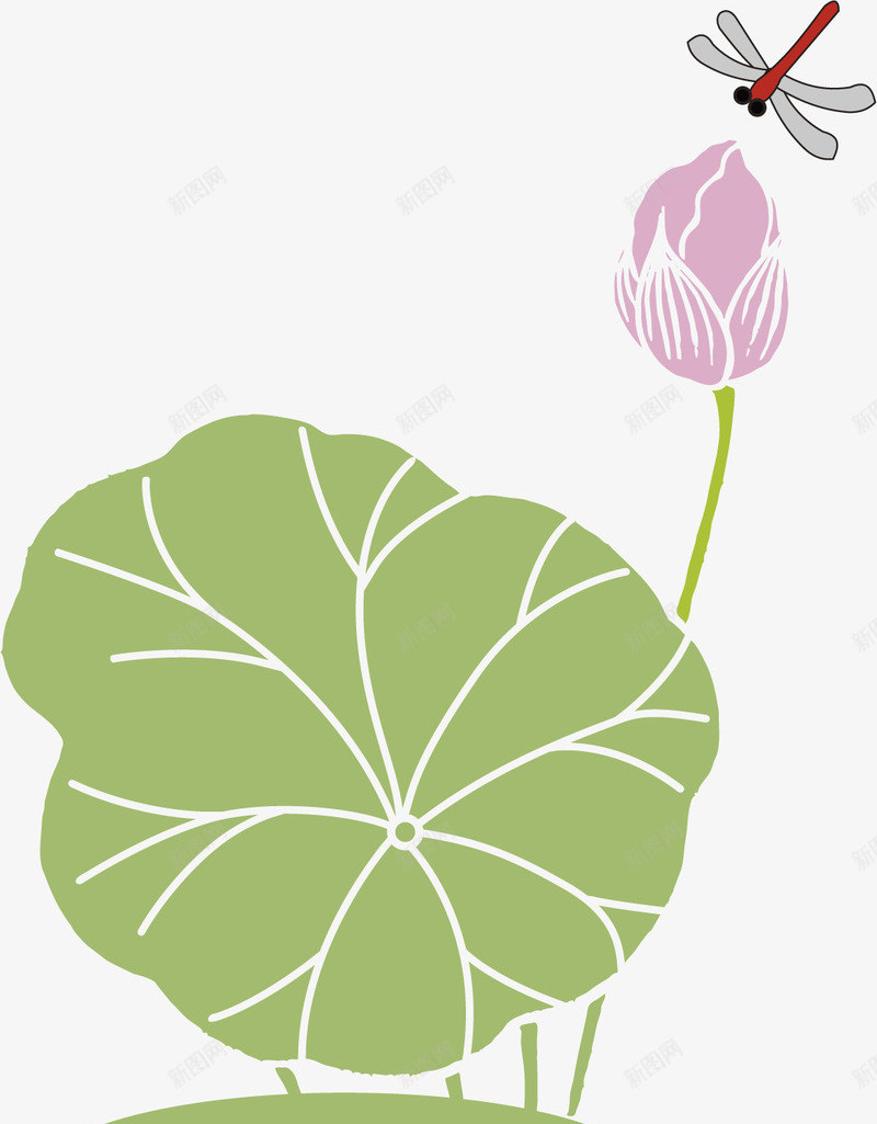 卡通端午节荷叶装饰插画png免抠素材_新图网 https://ixintu.com 卡通 插画 清新绿色 端午节荷叶 简约 荷塘 荷花 蜻蜓