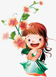 手绘粉色花朵女生png免抠素材_新图网 https://ixintu.com 女生 粉色 花朵