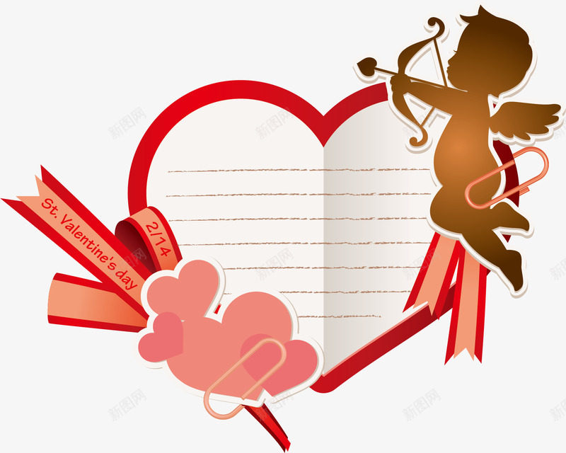 情人节贺卡元素png免抠素材_新图网 https://ixintu.com 七夕 丘比特 卡片 婚庆 婚礼 恋人 情人节 爱情 红心 红桃心 红色 贺卡