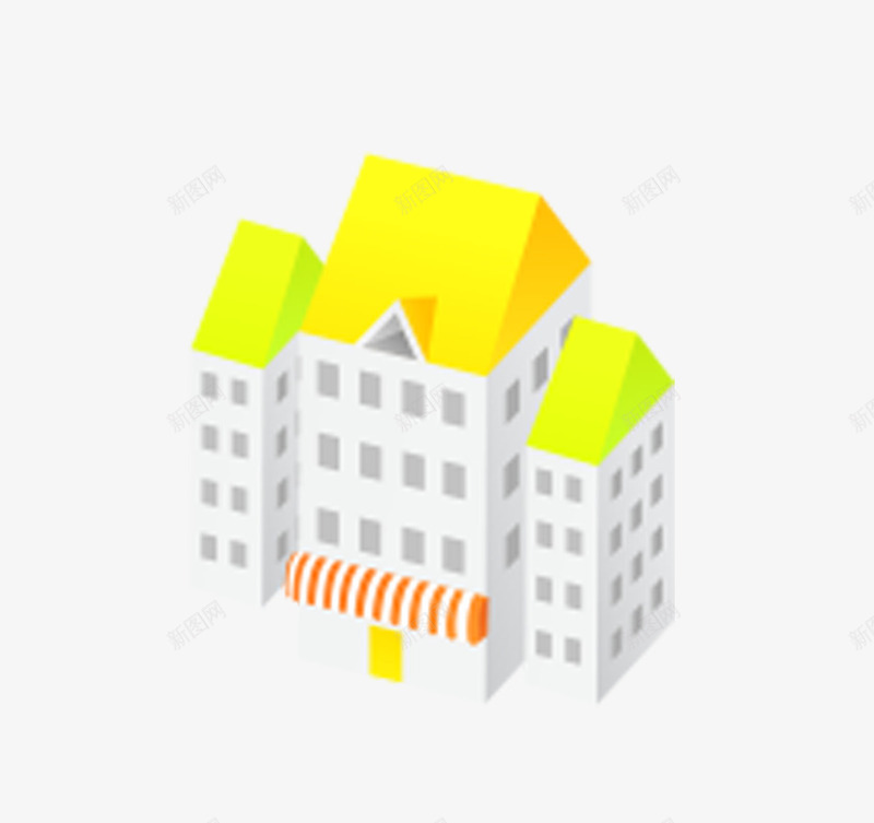 卡通房屋png免抠素材_新图网 https://ixintu.com 卡通 商城 建筑 房屋 黄色屋顶