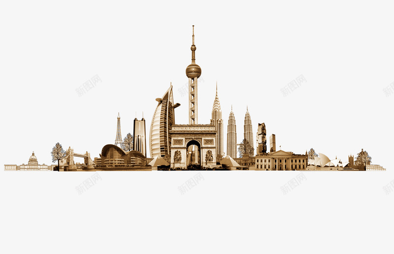 国外城市建筑合集png免抠素材_新图网 https://ixintu.com 代表建筑 复古 建筑 高楼